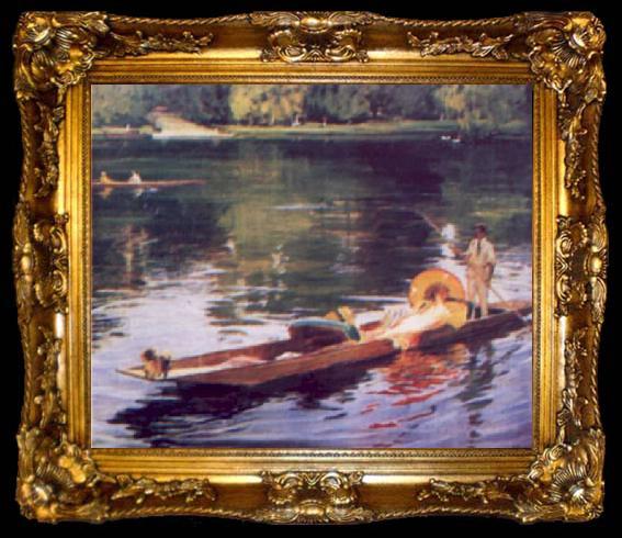 framed  John Lavery The Thames at Maidenhead, ta009-2
